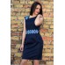Embroidered dress "Dream" blue on black